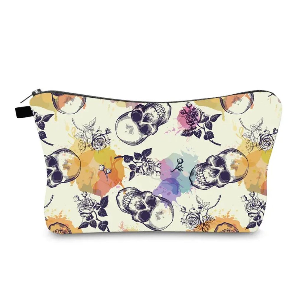 Floral & Skull Makeup Bag